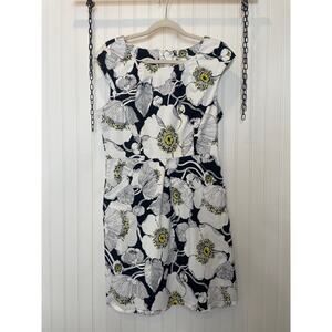 D.B.Y. Ltd Floral Mini Dress Navy & White Cap Sleeve Sheath Womens Size 14